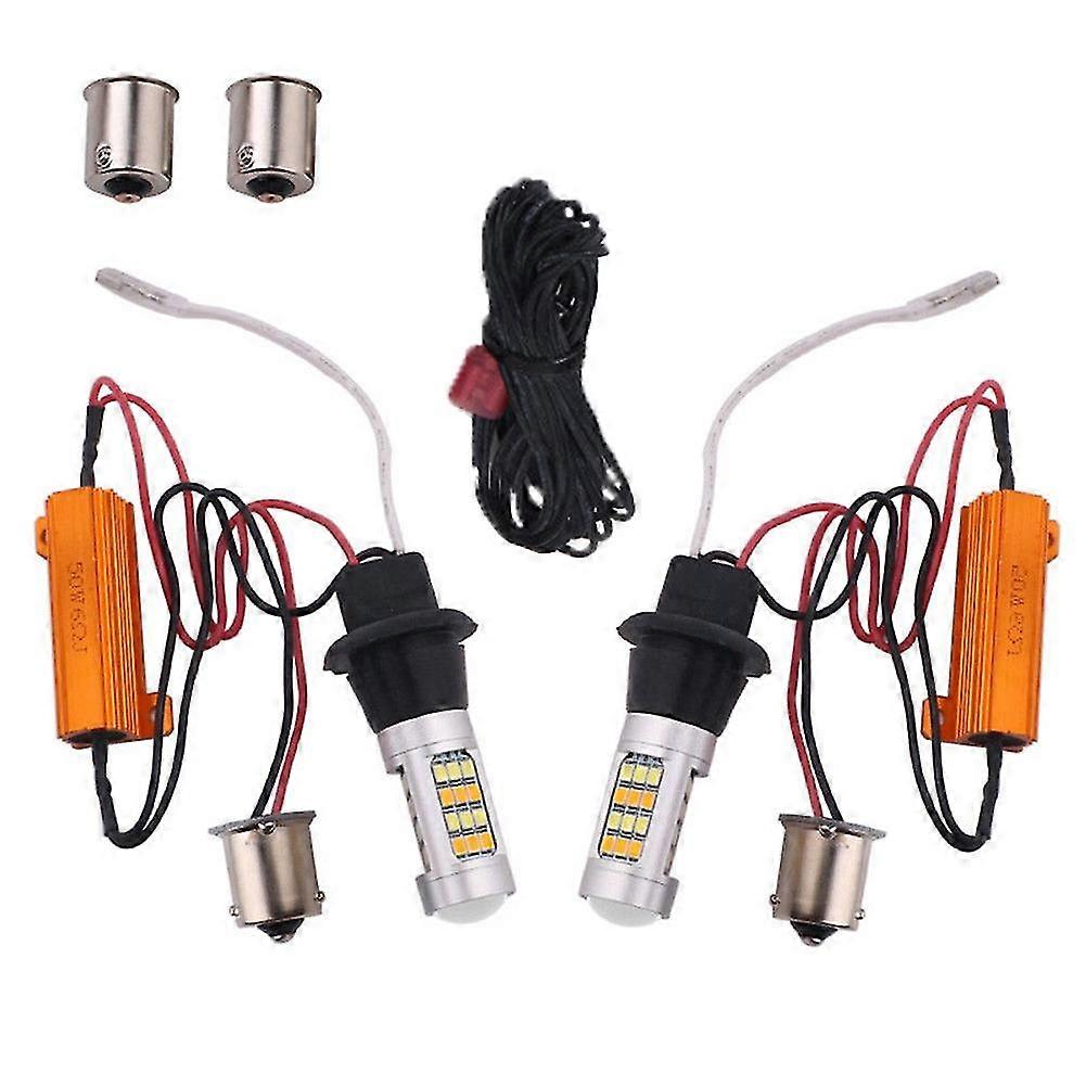 2pcs 1156 2835smd 42leds Auto Dual Switchback Drl Reverse Blinker