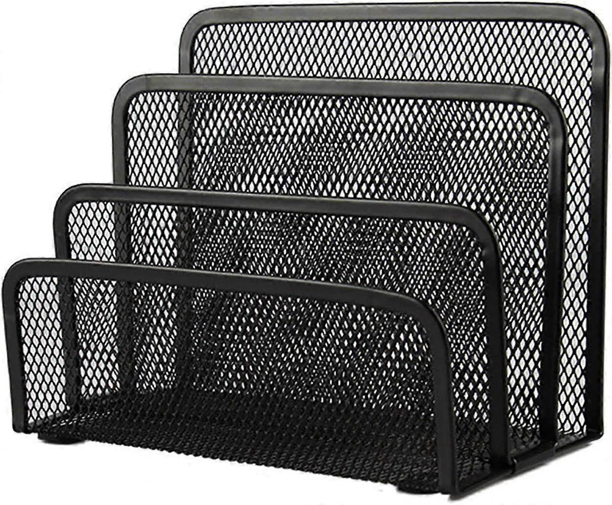 Corbeille Courrier avec 3 Compartiments, Range Courrier en Mailles Mtalliques, pour Documents, Papiers, Lettre, Noir