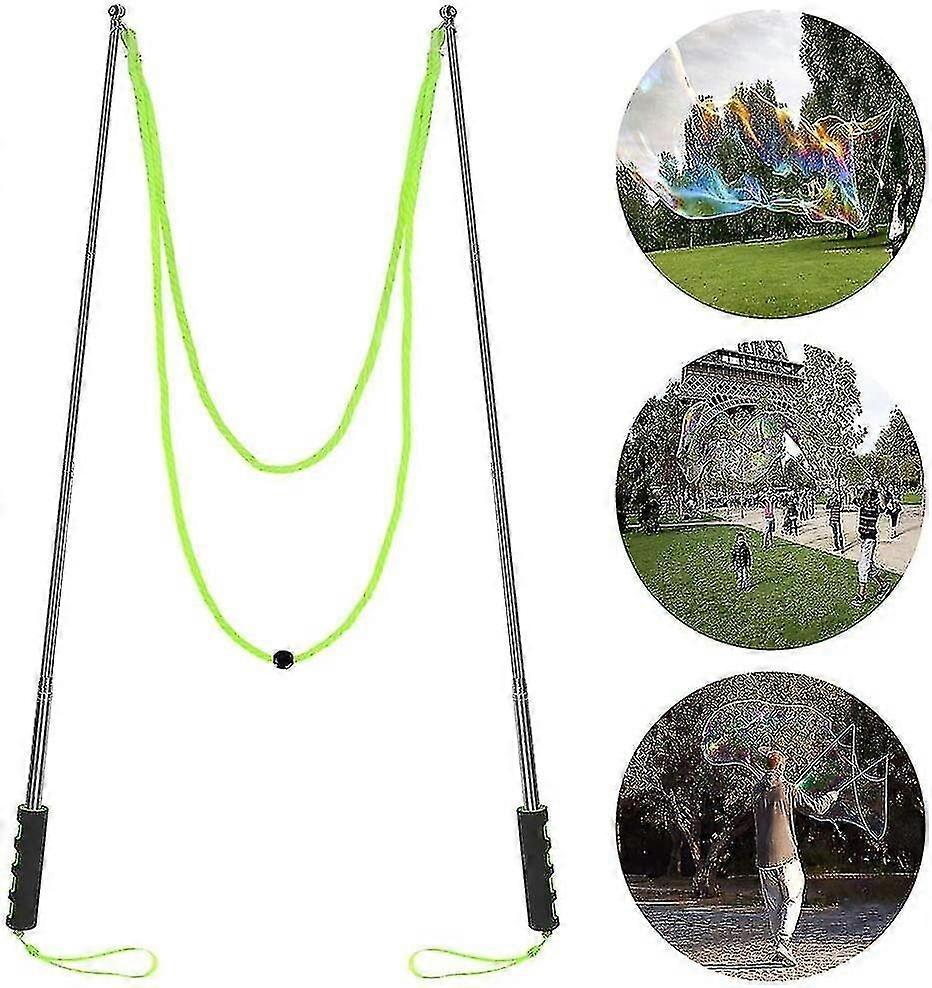 Gigantisk boblestang i rustfritt stål, teleskopisk design, bobleblåserstaver, utendørs, gigantiske boblemaskinleker