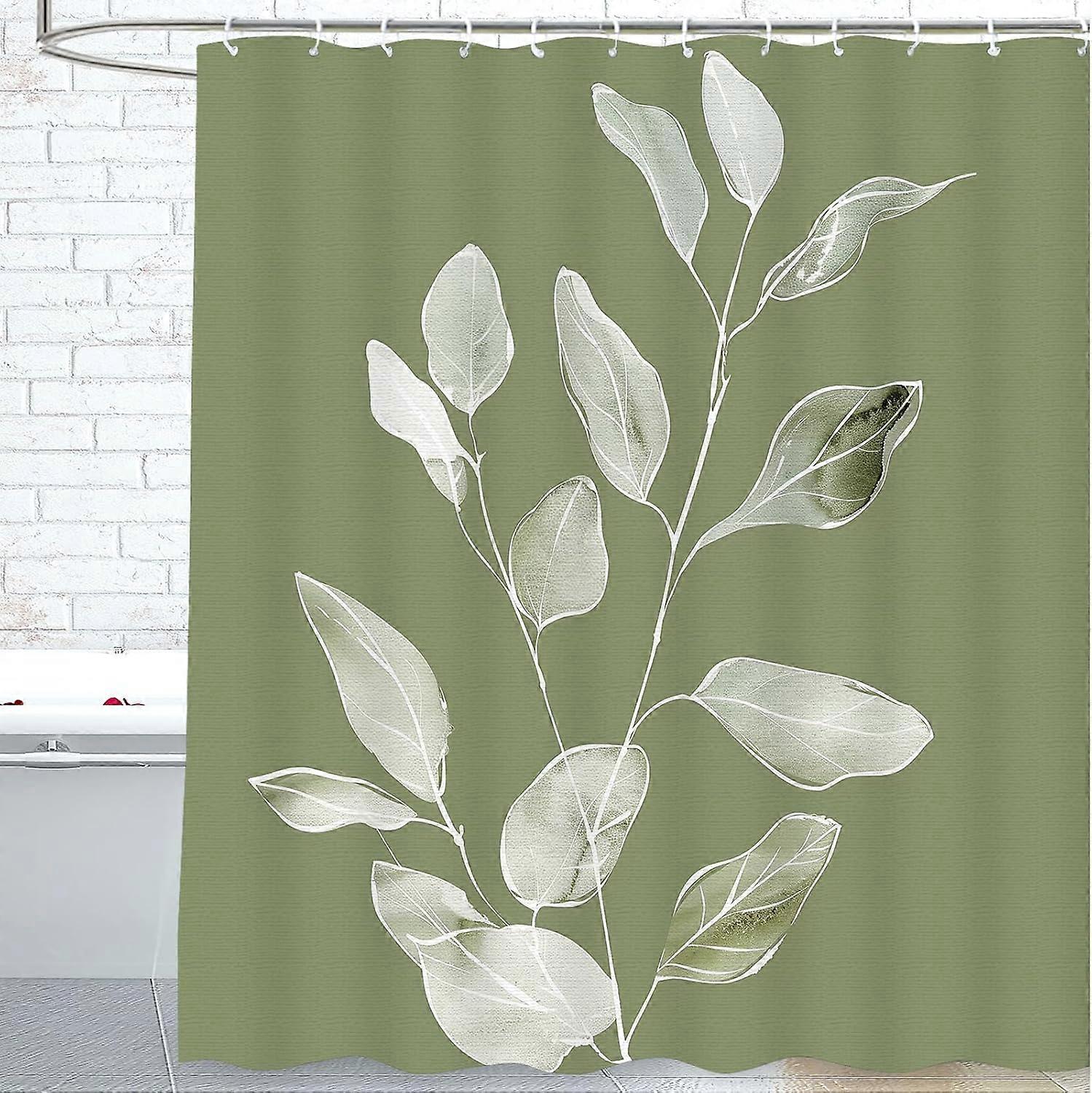 Sage Green Shower Curtain Set,Bathroom Sage Green Decor for Waterproof Polyester Sage Green Shower Curtain with 12 Hooks, 72x72 inches Machine Washabl