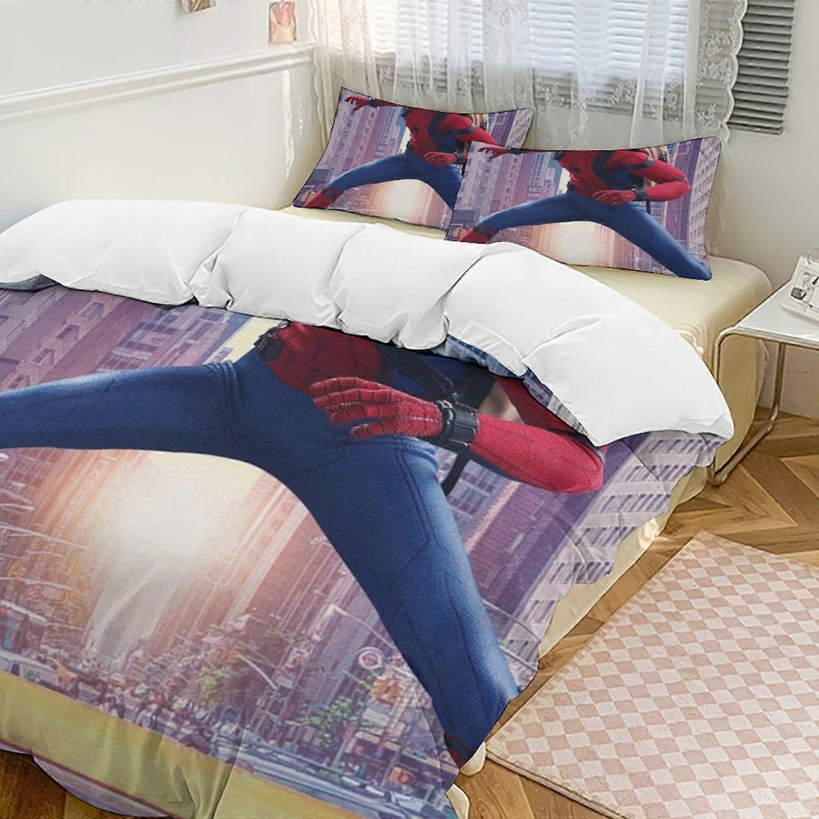 SQ39 Spider-Man 3-Piece Twin Bed Set - Includes 1 Single Quilt And 2 Pillow Cases Bedding - Fade Resistant Microfiber HZ39