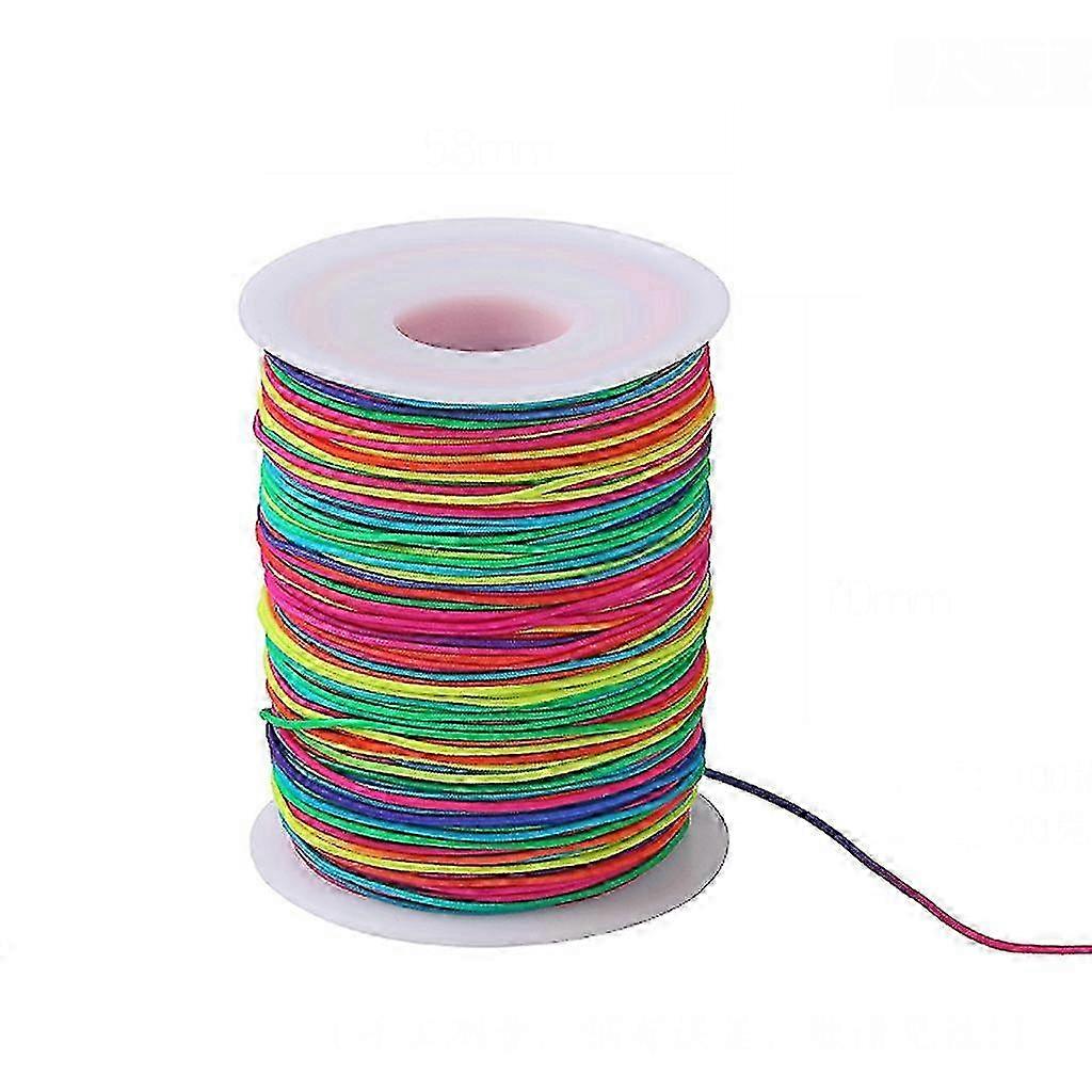 100m Rainbow Colourful Elastic Cord 1mm Thread Stretch String Craft For Beading Braiding Diy Jewelry Handmade