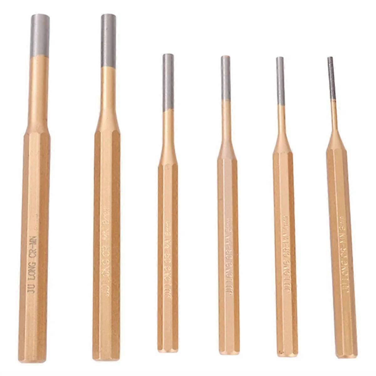 6Pcs 3-8mm Cylindrical Punch Chisel Alloy Steel Steel Round Center Punch Chisel Percussion Punch Ne