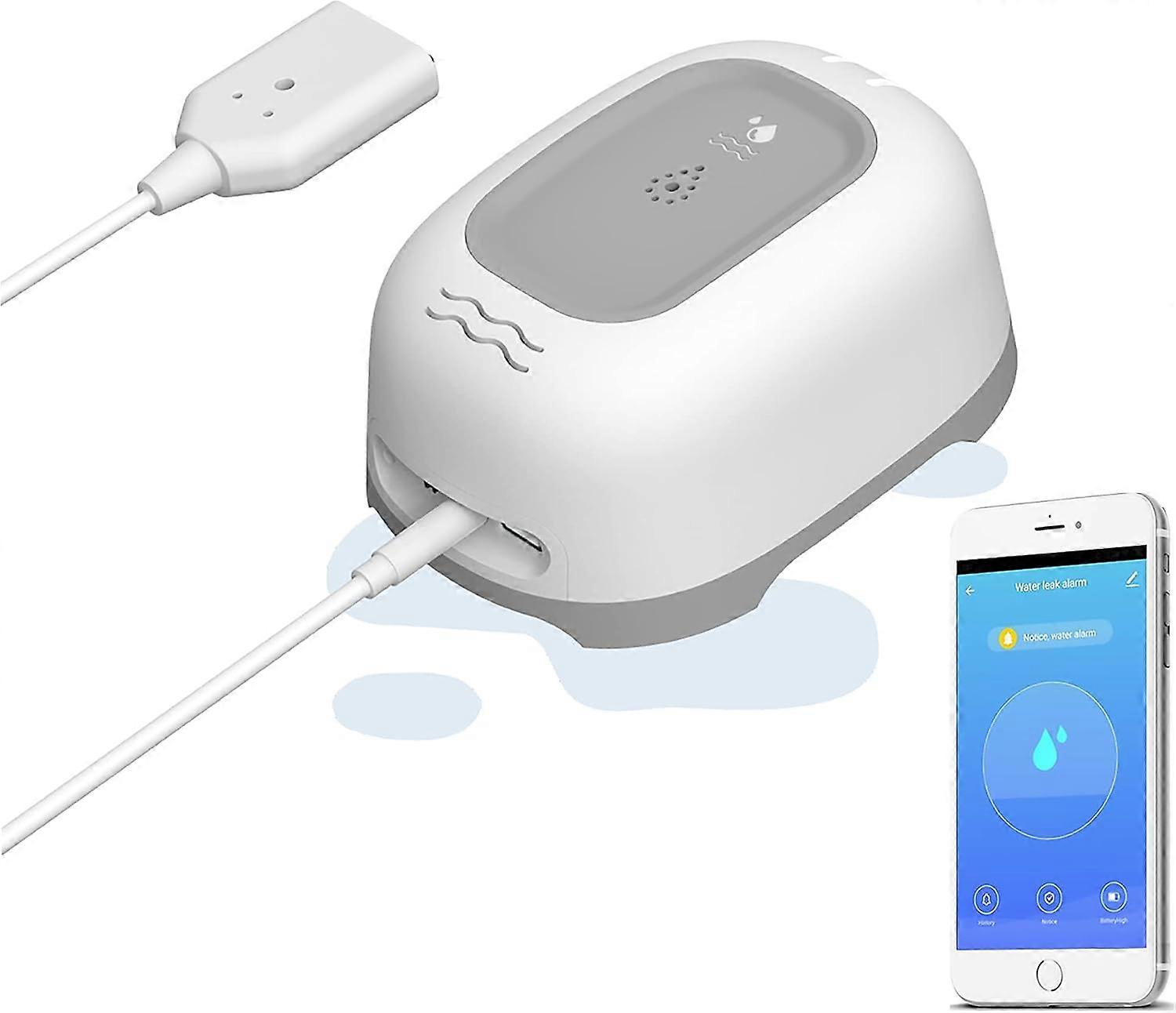 Detector de fugas de agua XHX Dual Probe con alarma audible de 100 decibelios, notificación push de la aplicación