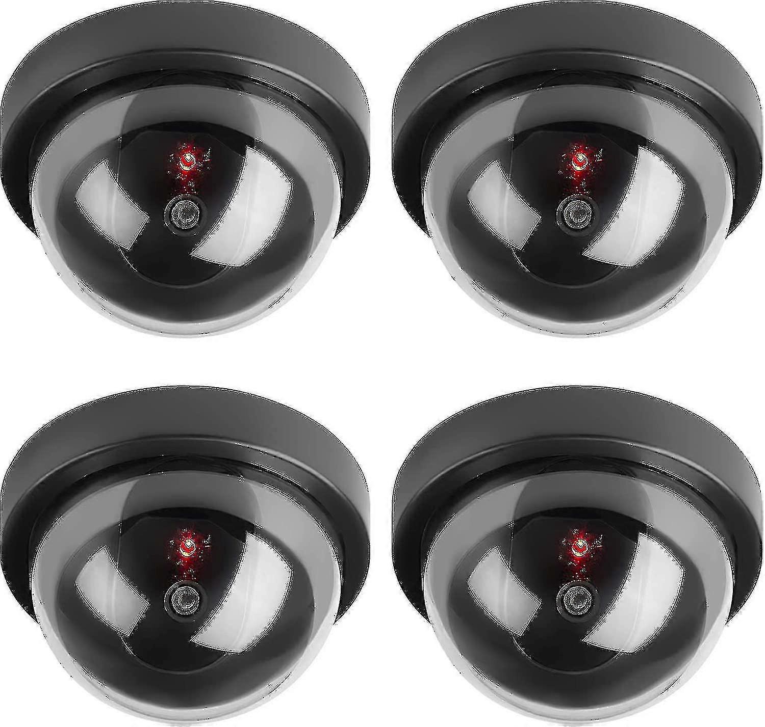 Dome Dummy Fake Security Cctv Camera Simulation Monitor With Led Blinking Light, Outdoor Indoor Use For Homes & Business, 4 Pack