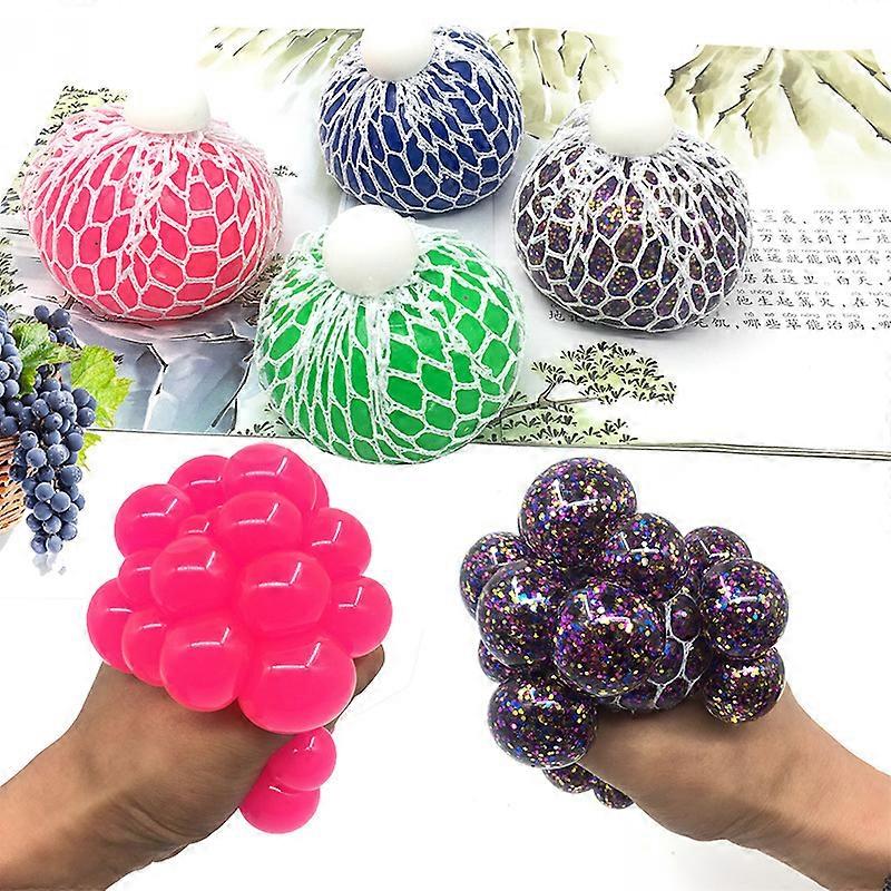 4pcs Randomly Mesh Squishy Balls Stress Relief Squeeze Grape Balls