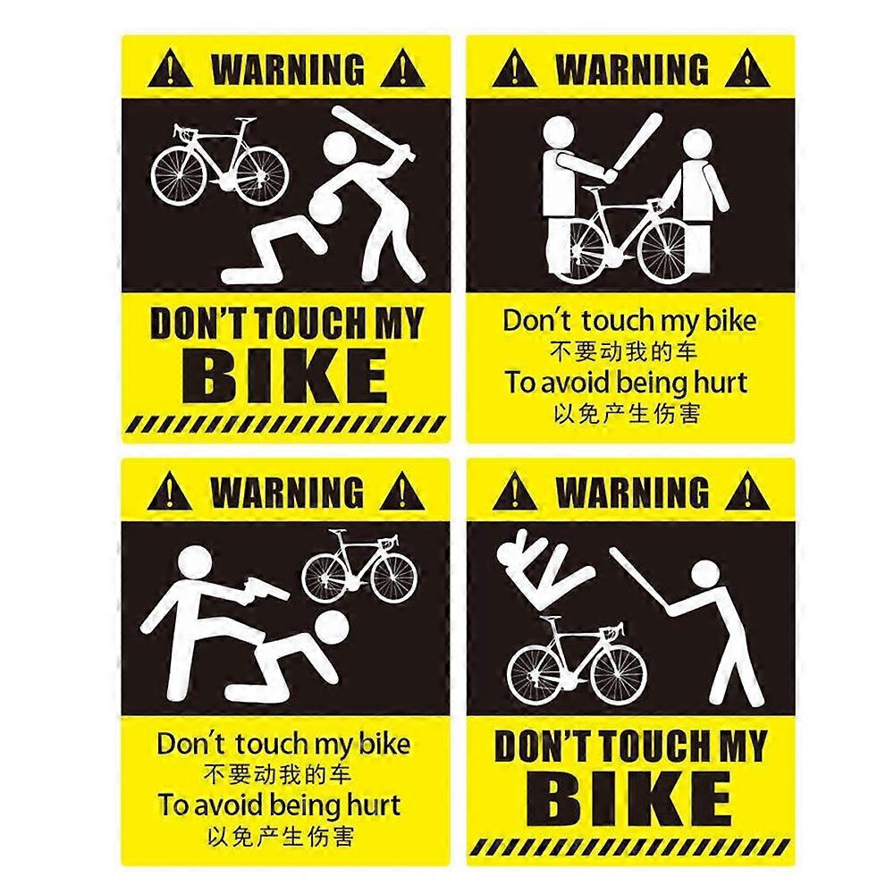 4Pc/Set Dont Touch My Bike Warning Sticker MTB Road Bicycle Decorative Decals Waterproof Scratch-Resistant Cycling Slider Parts
