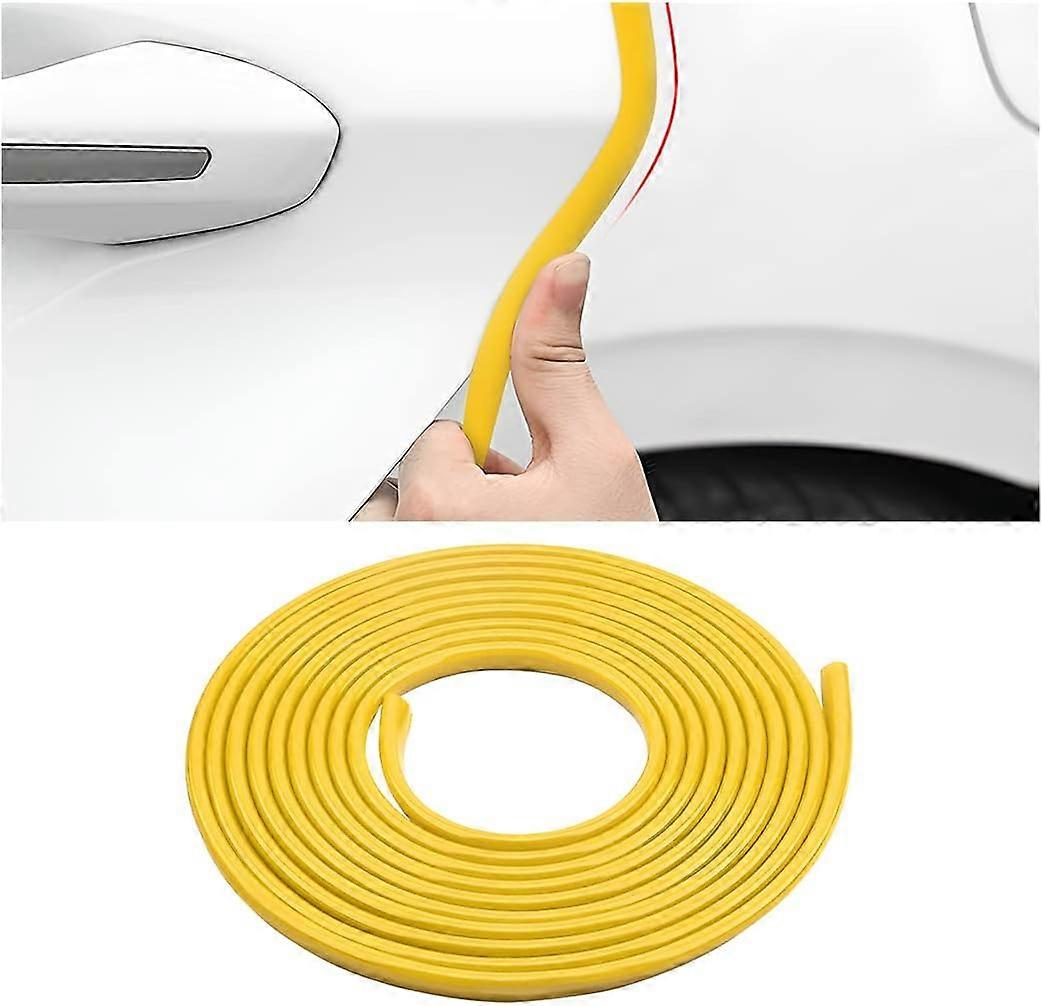 (Yellow) U-Shaped Car Door Edge Guards Protector, 500CM Car Edge Trim Rubber Seal Protective Pad, for Car Door Rubber Anti-Collision Protect