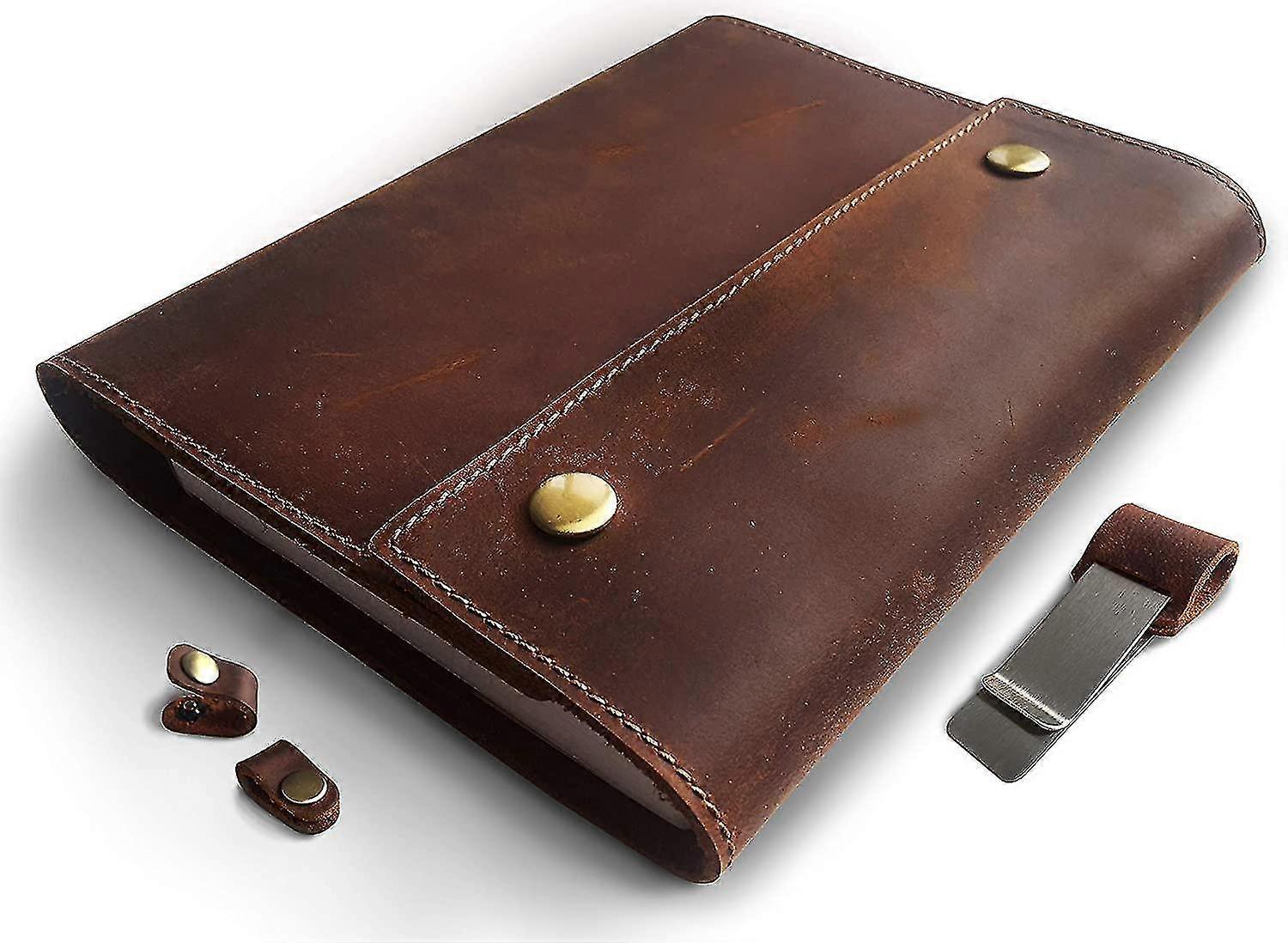 Refillable Leather Journal, Spiral Bound, 240 Pages, A5 Lined Notebook