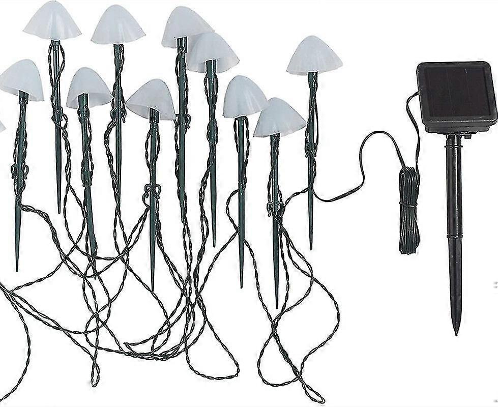 Solar String Lights Outdoor LED Mushroom String Lights, Mini Solar String Lights Garden (Warm White)