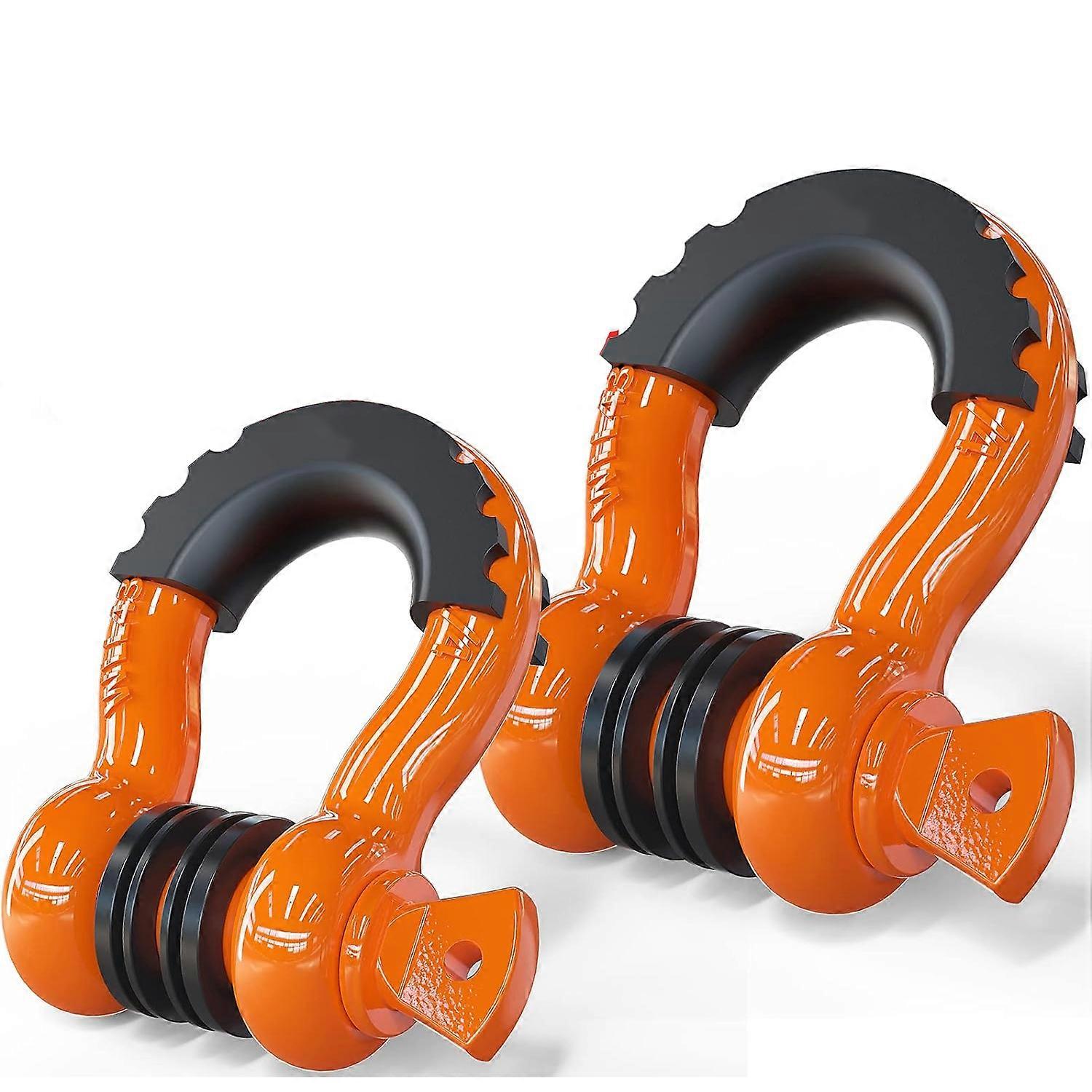 2pcs 3/4" D-Ring Shackle, 4.75 Ton (9500 Lbs) Capacity With 7/8" Pin Heavy Duty Off Road Recovery, Shackle With Isolators & Washer Kit For Jeep Truck