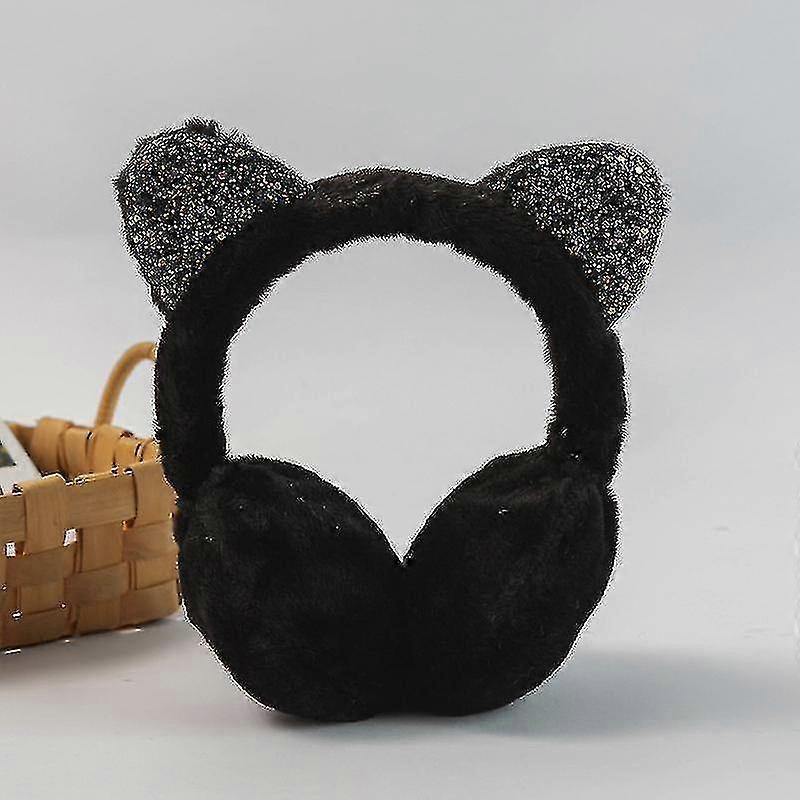 Cat Ear Muffs Plush Earmuffs Sequin Winter Warm Earmuffs Animal Ear Covers