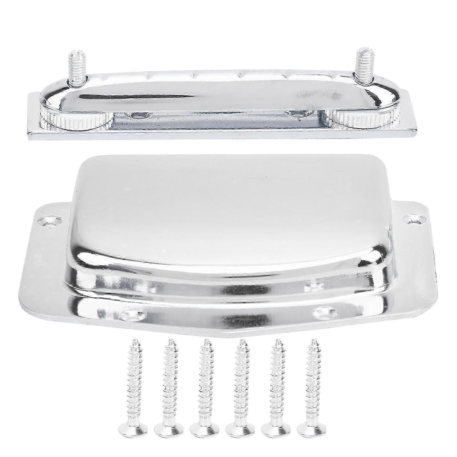 Exquisite Adjustable Fixed Bridge Tailpiece Metal for Electric Guitar with Protective Cover ShellSilver