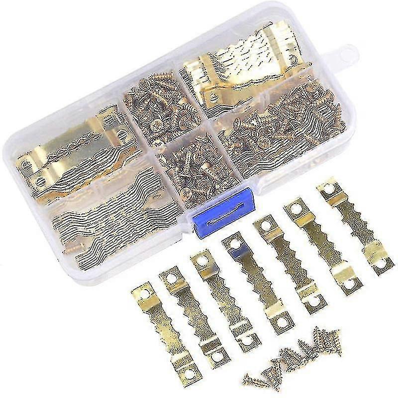Picture Frame Hooks 100 Pcs Hanging Hooks With 200 Pcs Screws, Photo Frames Hanger Hooks Set Gold Hanger For Picture Frames Hanging Teeth