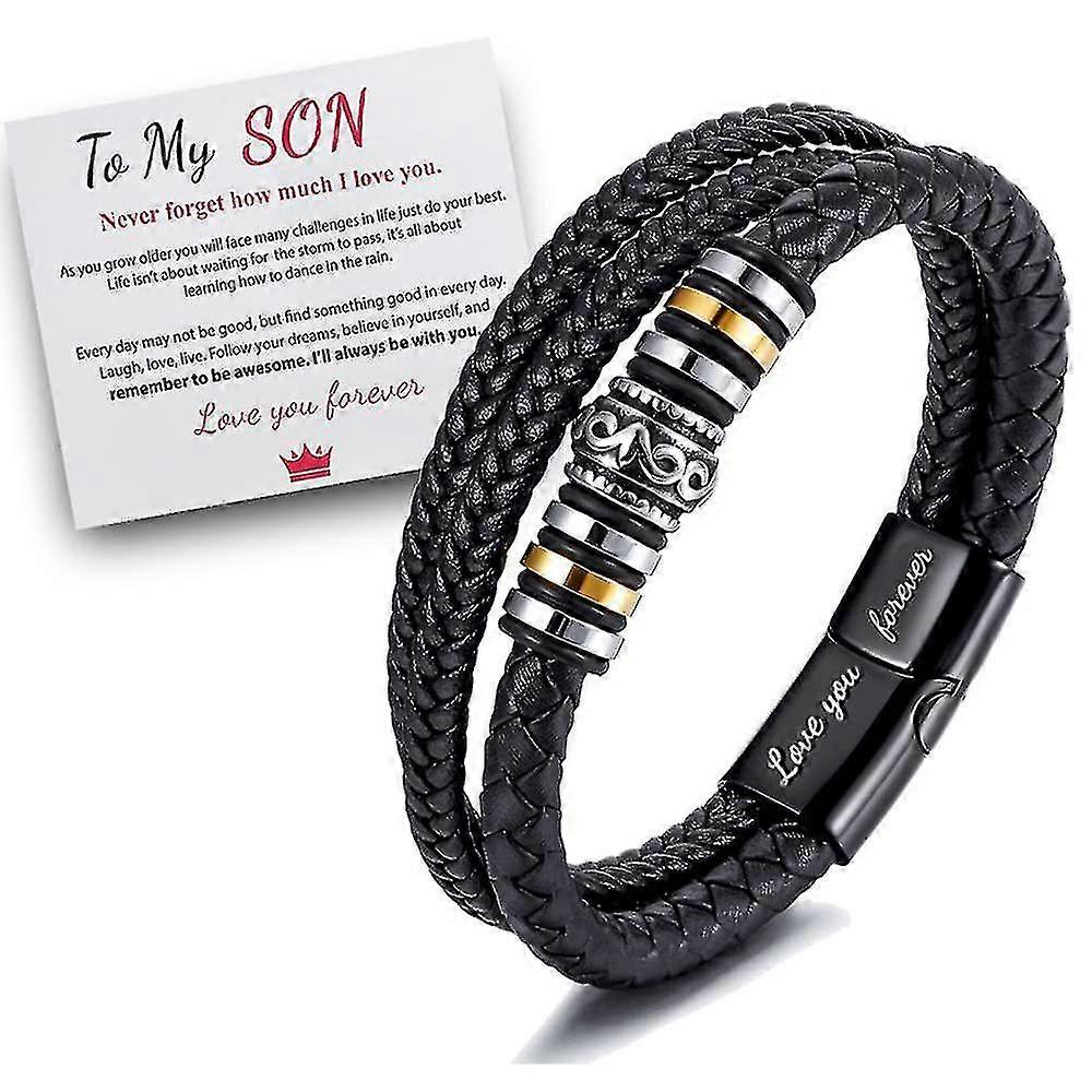 ファッションメンズ調節可能なブレスレットリストバンドは、私の息子の贈り物に永遠にあなたを愛しています-jkshd