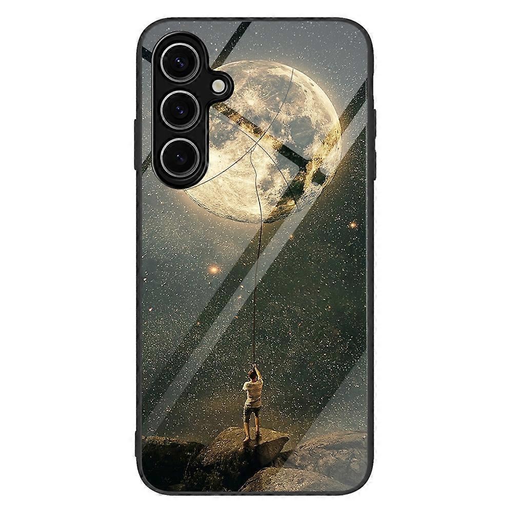 For Samsung Galaxy S25 Case Tempered Glass PC TPU Phone Protector Pattern Printing - Moon