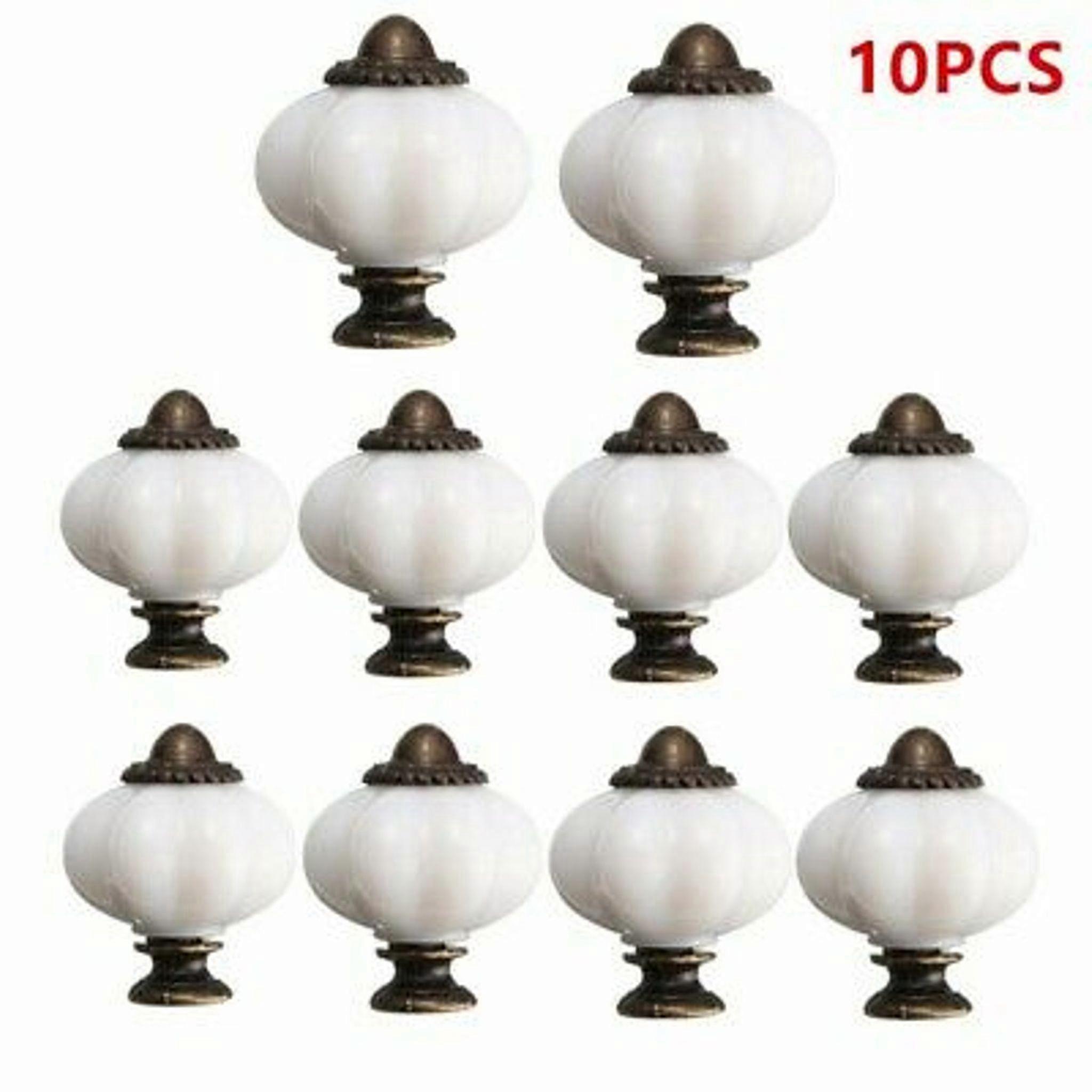 10pcs Vintage Furniture Knobs Knobs Cabinet Knobs Drawer Knobs Furniture Handleswhite + Bronze
