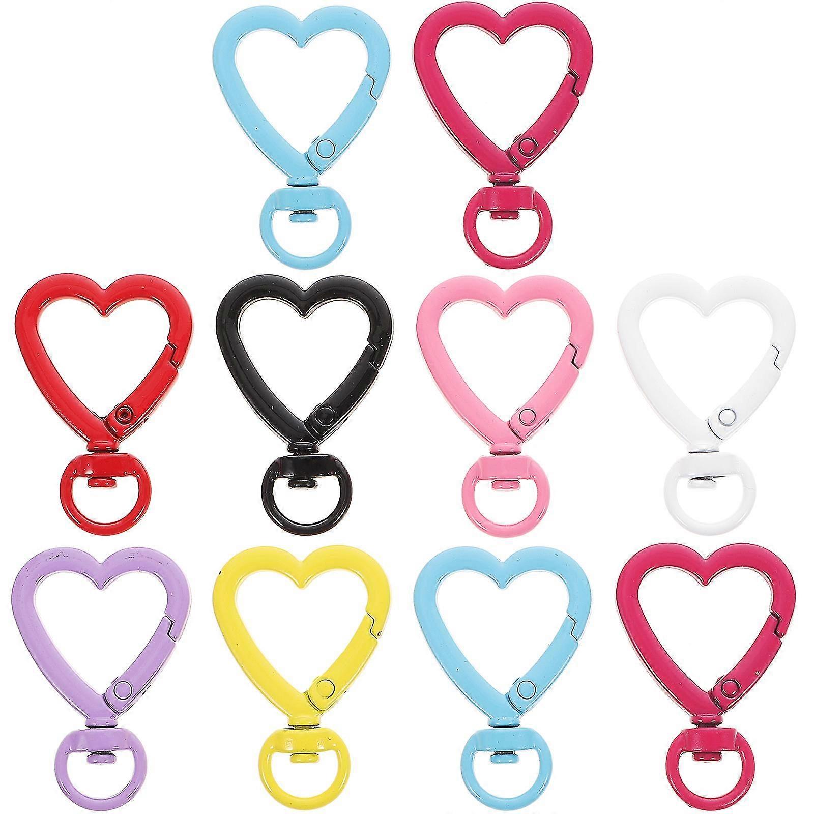 10pcs Heart Clasp Keychian Clip Swivel Lobster Clasp Snap Hook Hanging Buckle Keyring Clip Mixed Color-FCY
