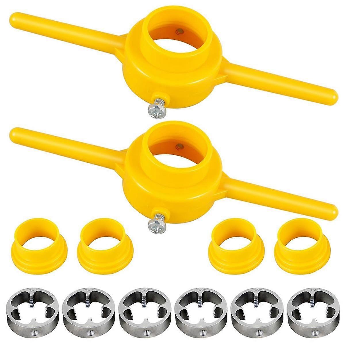 12Pcs PVC Thread Maker Tool, Pipe Threader Plumbing Tool Kit Reusable Round PVC Pipe Threader Set+1/2in,3/4in,1in Dies