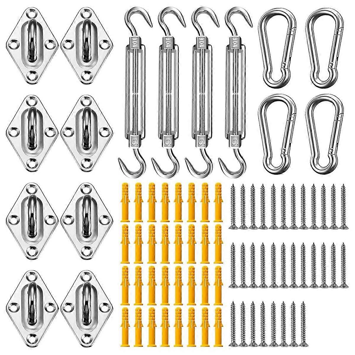 Sun Shade Sail Hardware Kit 80pcs for Rectangle Sun Shade Sails Canopy Installation Accessories M6