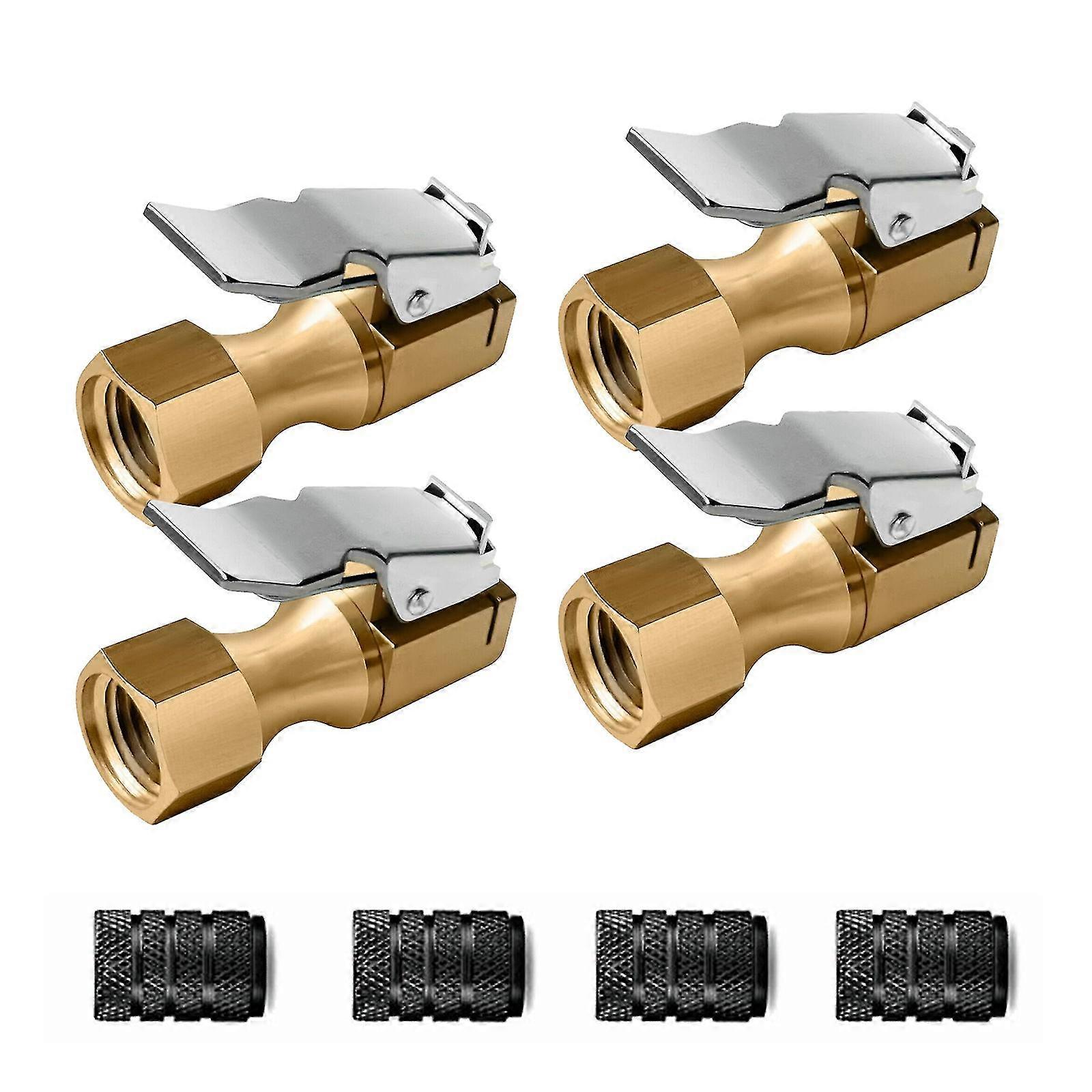 2/4sets Closed Flow Quick Lock-on Air Chuck With Clip For Tire Inflator Car Tool