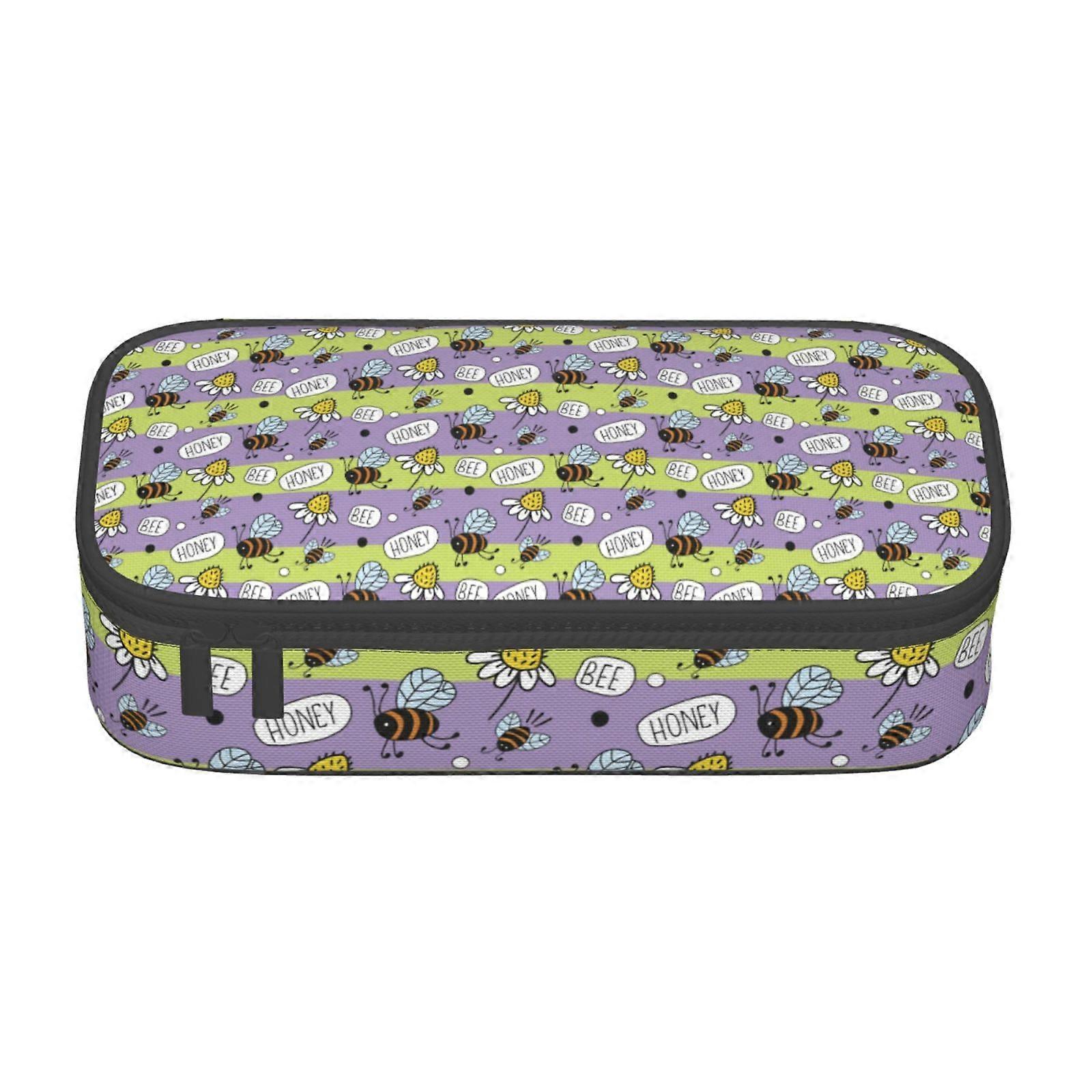 لطيف ديزي العسل طباعة مقلمة حقيبة كبيرة السعة قلم رصاص الحقيبة ماكياج اللوازم المكتبية القرطاسية صندوق قلم رصاص مع سحاب