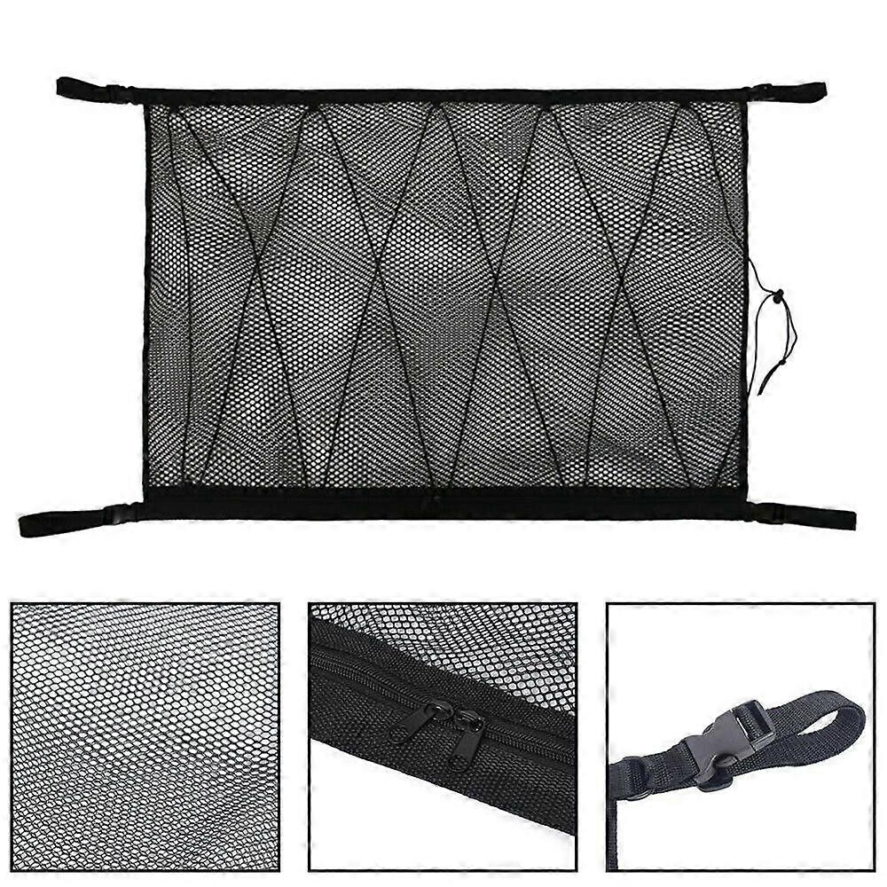 Dww-1 Piece Black Car Storage Net, Universal Car Roof Bag with Zipper, Black Luggage Organizer Storage Net for Car SUV Ceiling (Drawstring Net) 78cm*5