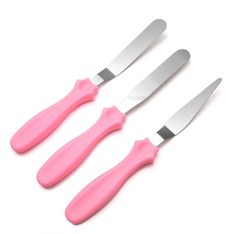 3 Pcs Stainless Steel Cream Spatula Set Straight  Offset and Sharp Spatulas for Cake Decoration Demoulding and Mixing