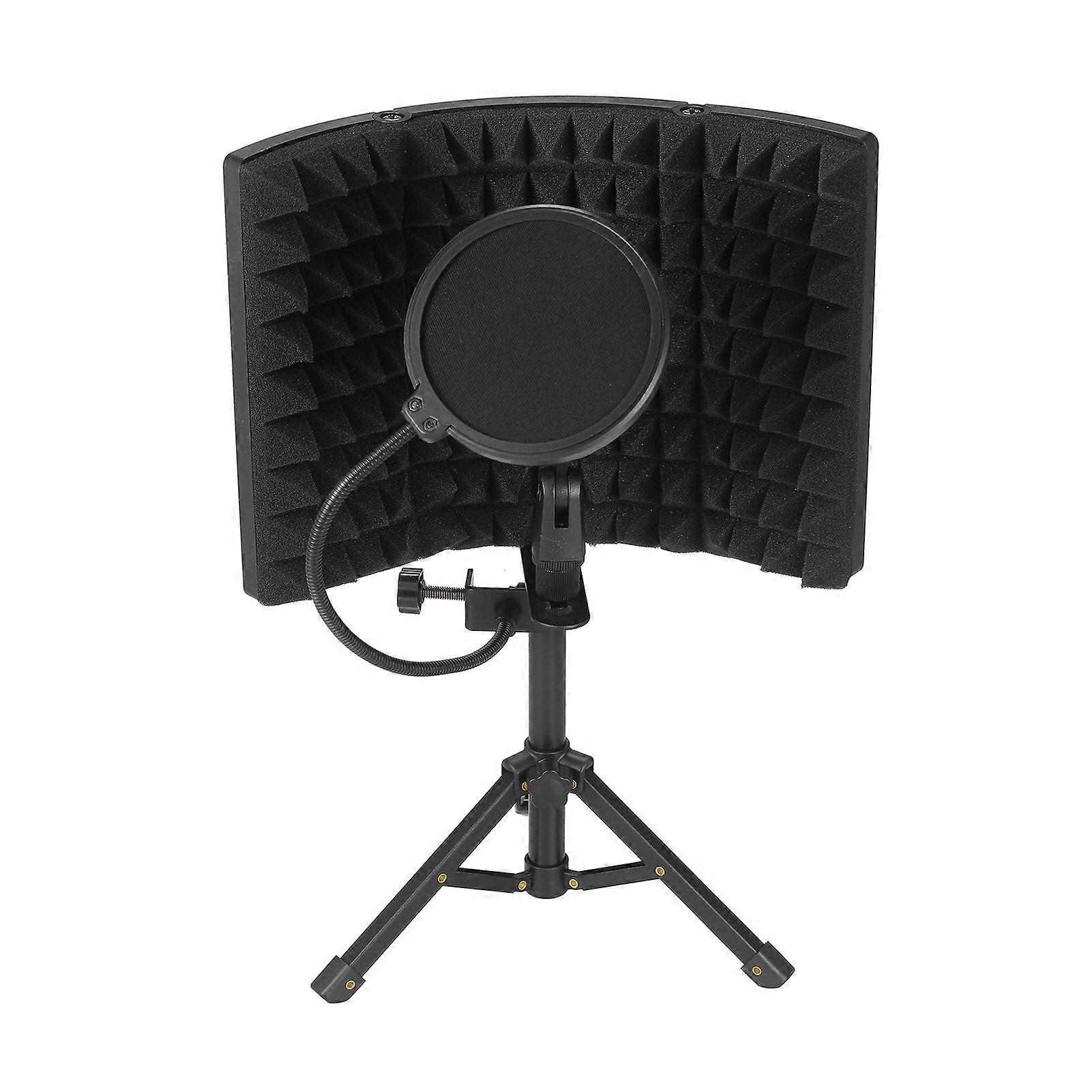 Microphone Isolation Screen with High-Density Absorbing Sponge 3-Panel Foldable Windshield Mini Wind Screen Board Sound Insulation Cover for Recording