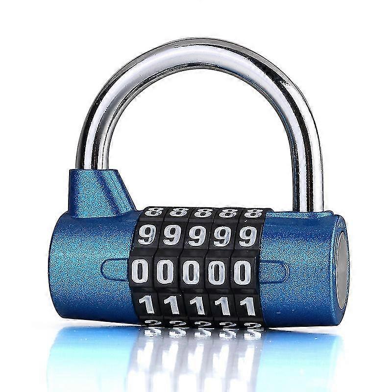 Blue 5 Digit Combination Padlock, Resettable For School, Toolbox, Cabinet, Etc.