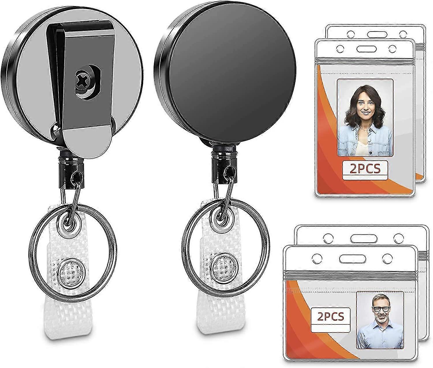 2 Pieces Retractable Key Fob, Extendable Key Fob, Heavy Duty Extendable Lanyard