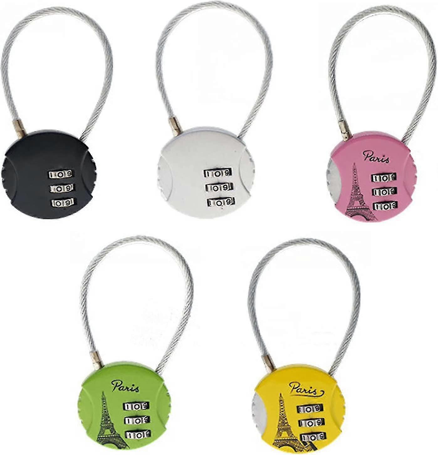 Combination Lock Suitcase, 5 Pieces Padlock 3 Numbers, Combination Lock Cable