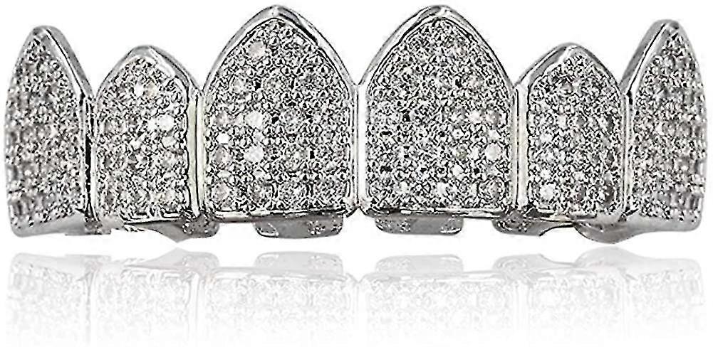 18K الذهب مطلي الفضة الهيب هوب مصاص الدماء الأنياب أعلى أسفل الأسنان