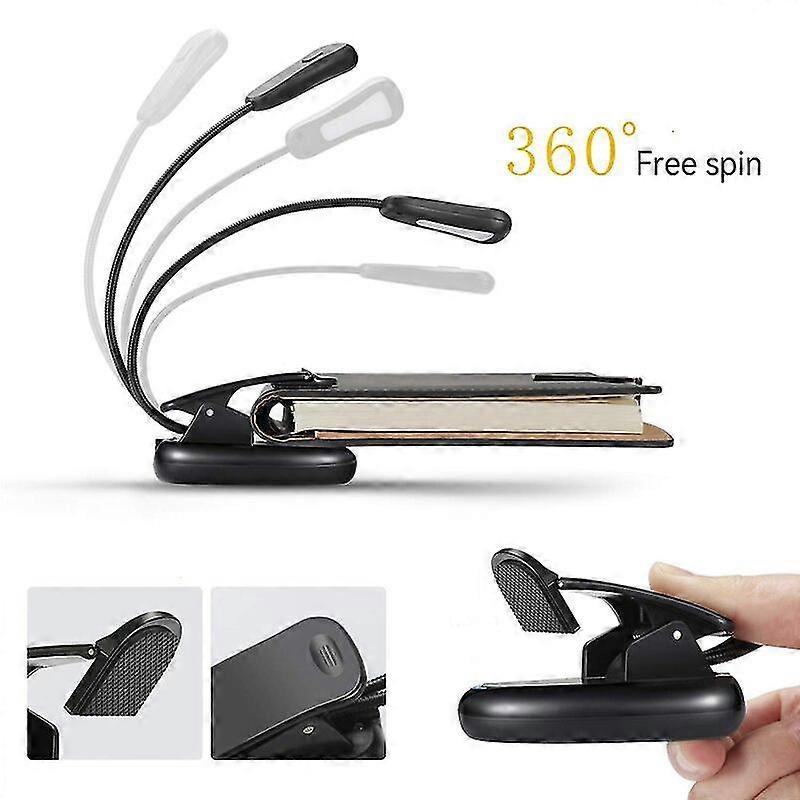 Reading Light Book Light Easy Clip Rechargeable 5500-6000k 5 Leds