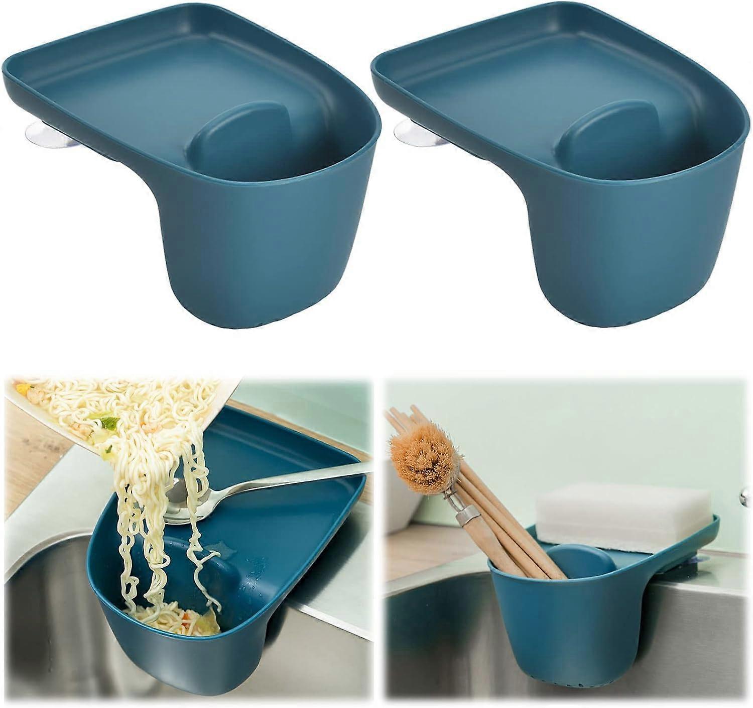 2 Pack Self-Adhesive Kitchen Sink Sponge Holder Kitchen Sponge Holder Kitchen Sink Storage Rack Kitc