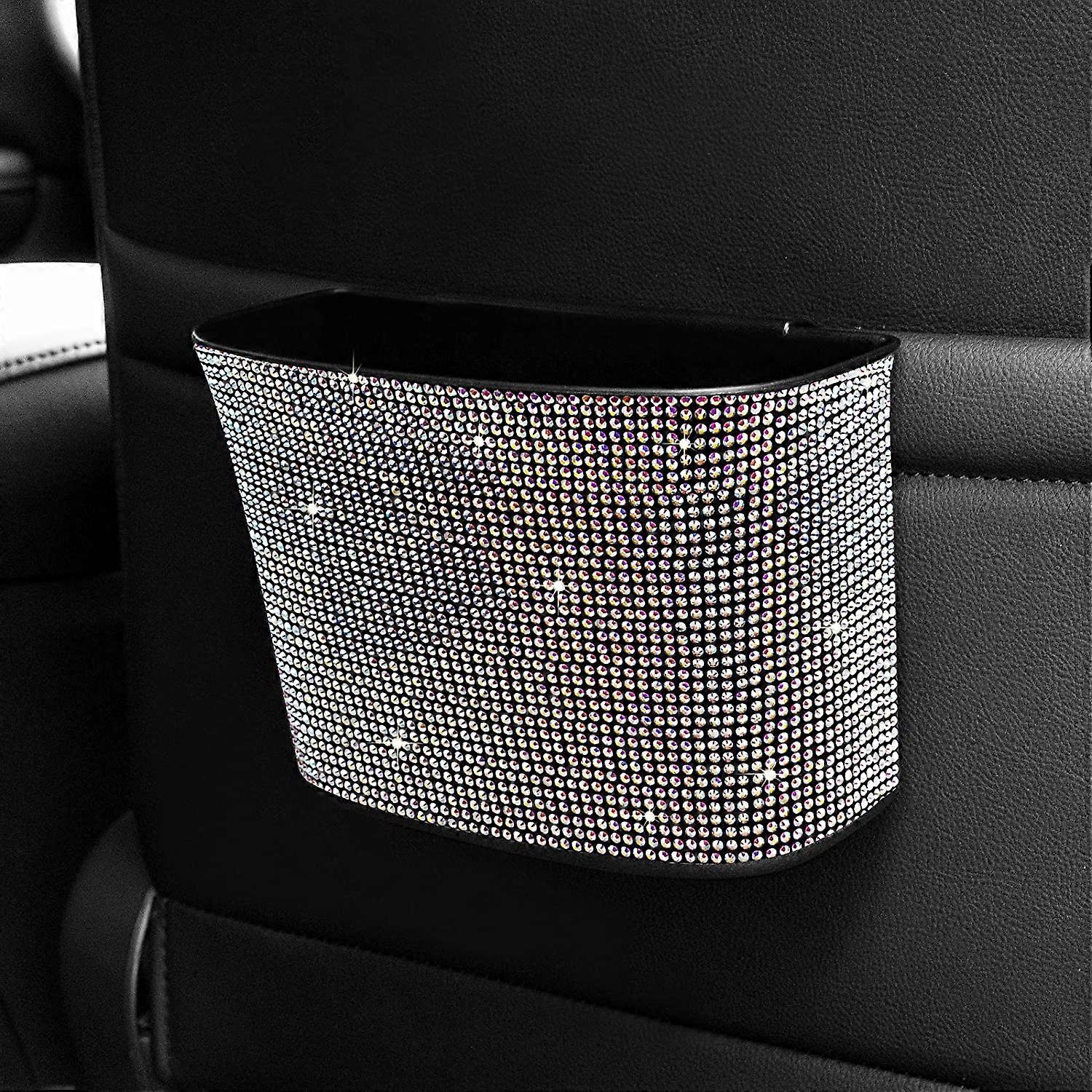 Auto-Mülleimer Bling Kristall Auto Aufbewahrungstaschen, 100% auslaufsicher Auto Müllcontainer Auto Müllsack hängen