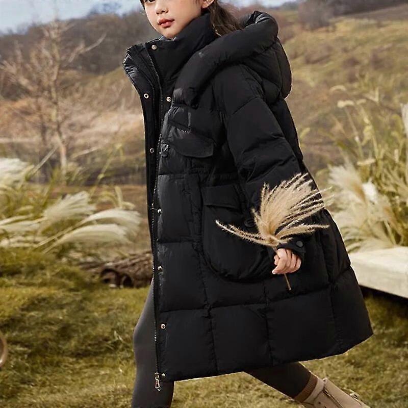 Doudoune Hiver Fille Ado – Manteau Imperméable Avec Capuche – Garnissage Synthétique Chaud – Taille Grande, Coupe-vent