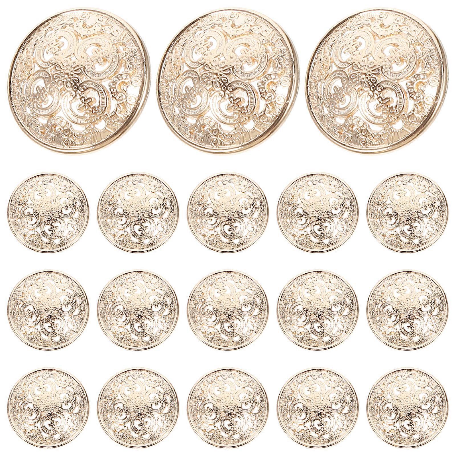 30pcs 23mm Stylish Metal Buckle Hollow-out Button Handcraft Tools Down Button DIY Sewing Buttons for Decor Use (Light Golden)
