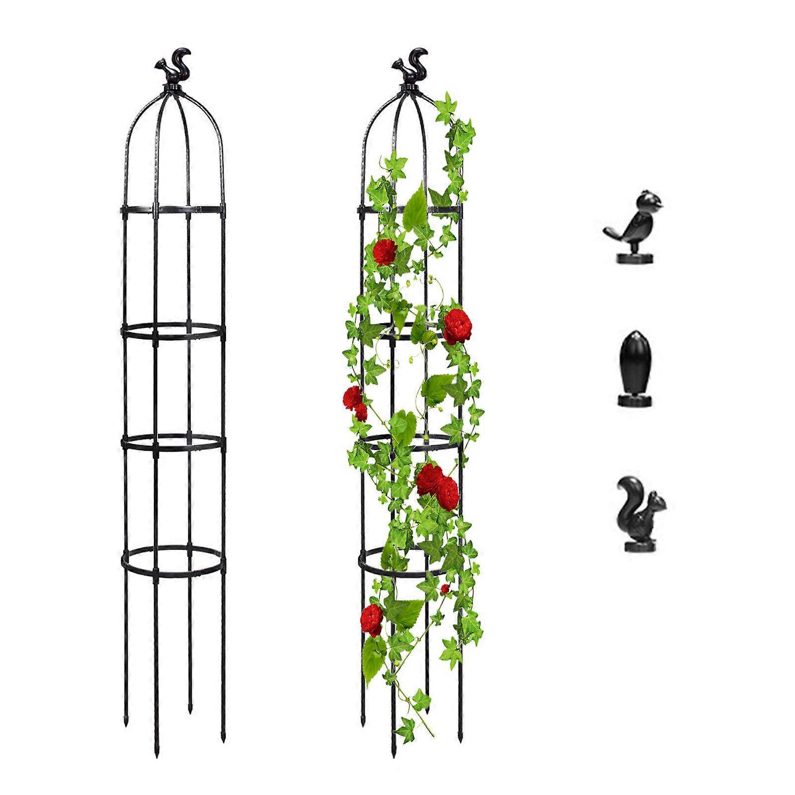 Garden Plants Support Metal Obelisk Trellis Climbing Frame Rose Vine Stand Set
