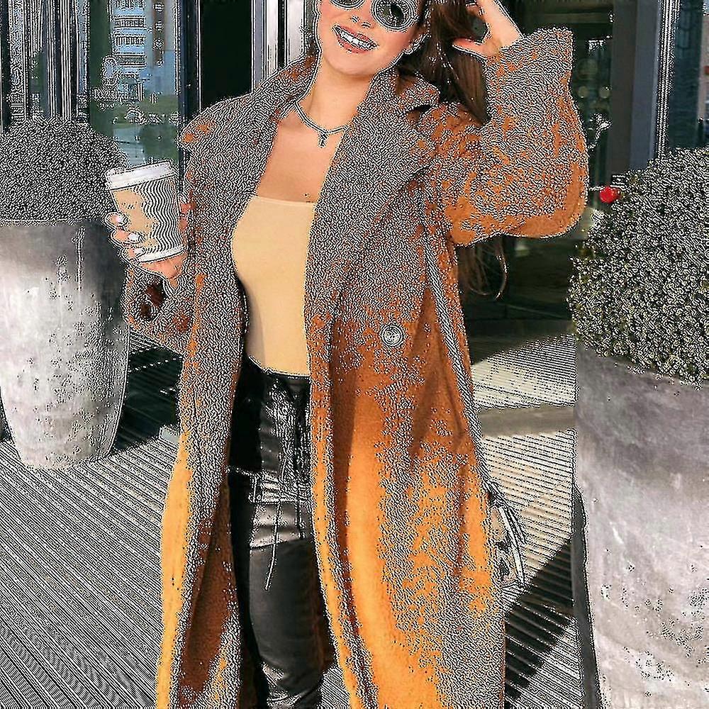 Kvinnor Vinter Fluffy Lång Jacka Kappa