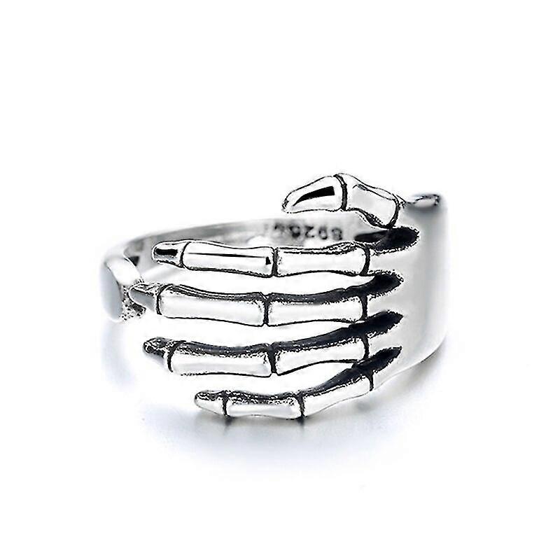 Resizable Silver Ring Punk Rock Vintage Creative Skeleton Hand Finger Ring