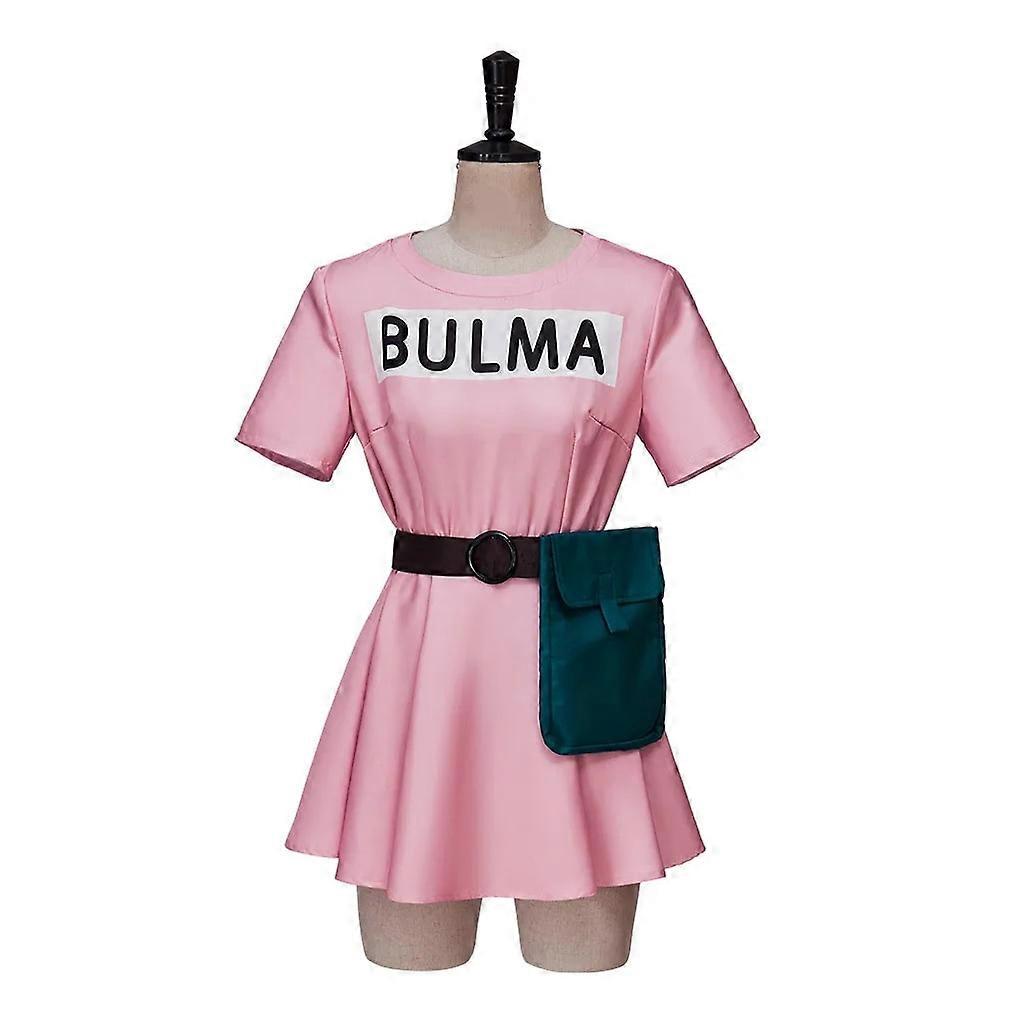 pink bulma dress miccostumes Women's Anime Cosplay Costume with Full Accessories (women xs) : Clothing, Shoes & Jewelry way stretch Bulma Sublimation Cut & Sew