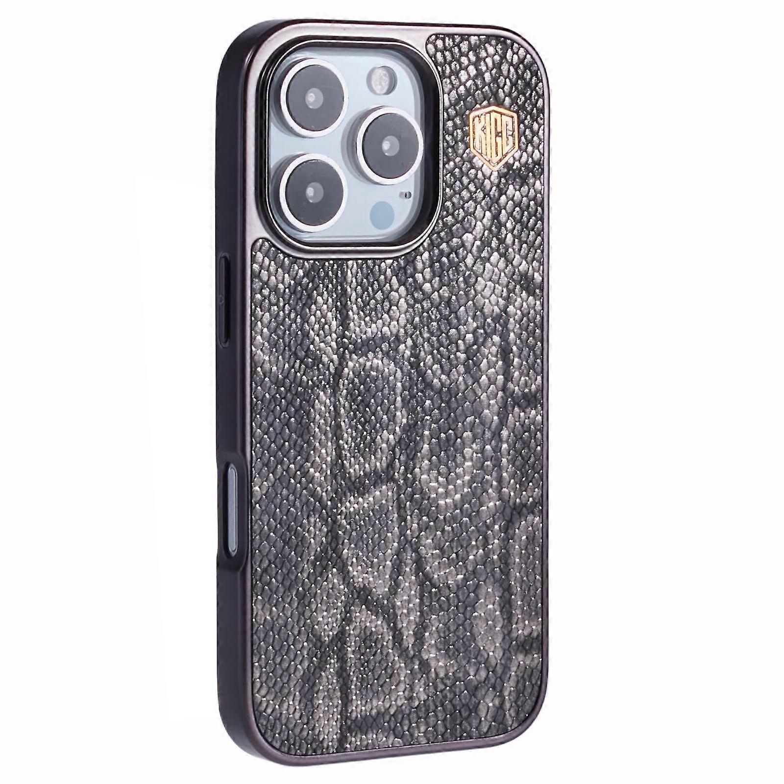 For iPhone 16 Pro Max Case Compatible with MagSafe Snake Texture Leather+PC+TPU Back Cover