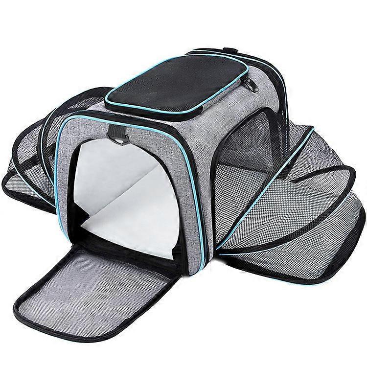 Airline Approved Large Pet Travel Carrier,4 Sides Expandable With 2 Mesh Pockets,3 Entry,washable Pads,shoulder Strap,soft Sided Collapsible