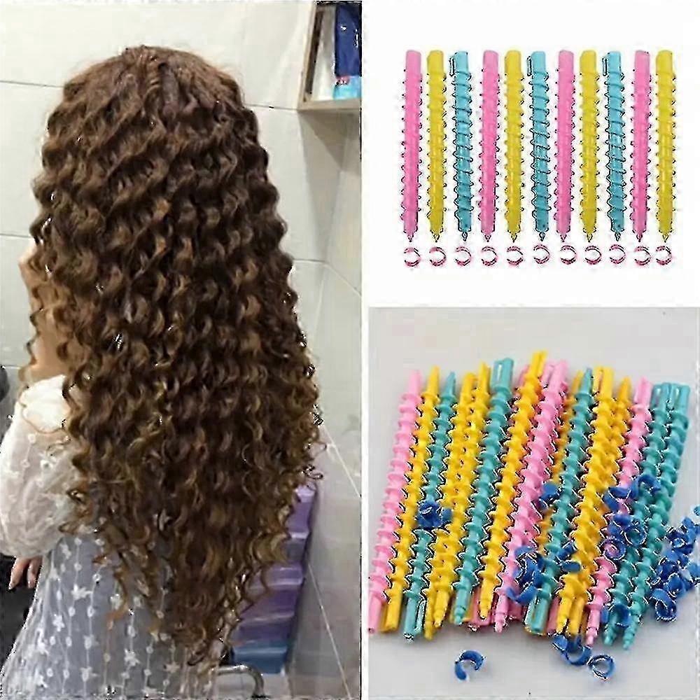 20 adet Saç Maşası Seti Spiral Saç Perma Çubukları Diy Plastik Uzun Kıvırma Perma Çubukları