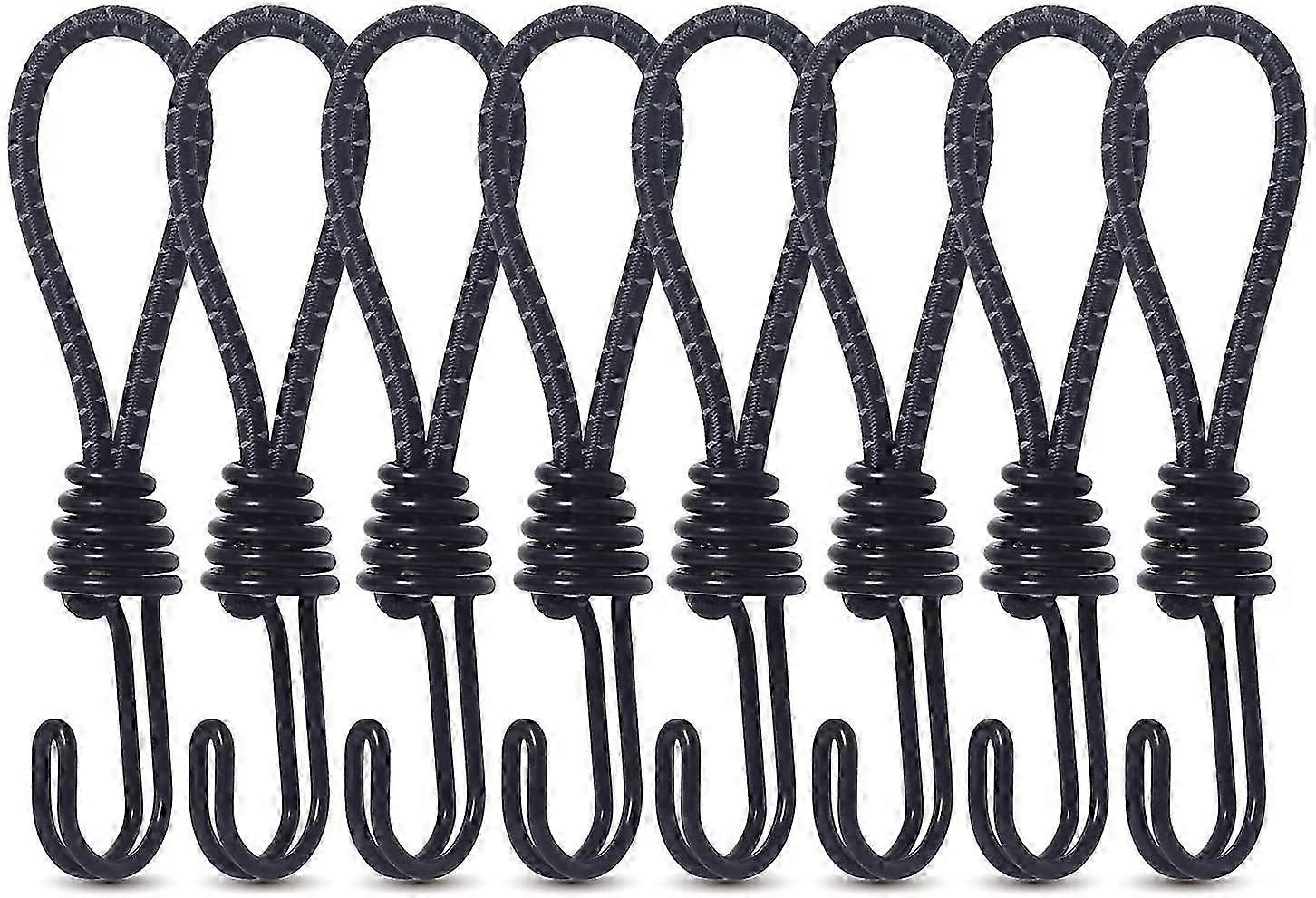 8PCS 8mm Bungee Cord Hooks Black Anti-Rust Paint Spiral Wire Hooks (Yellow)