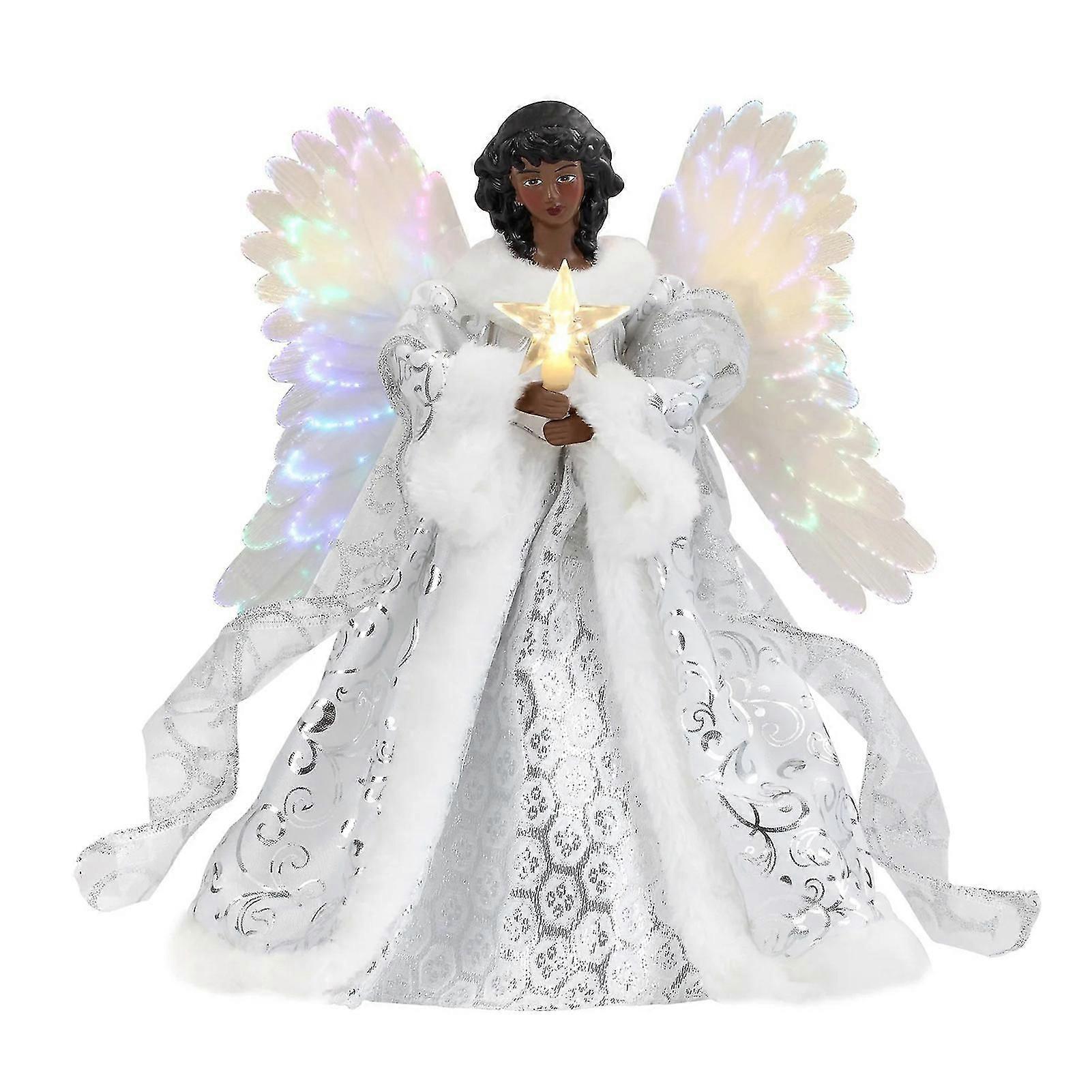 Décoration de sapin de Noël réutilisable avec ange lumineux en acrylique 2D