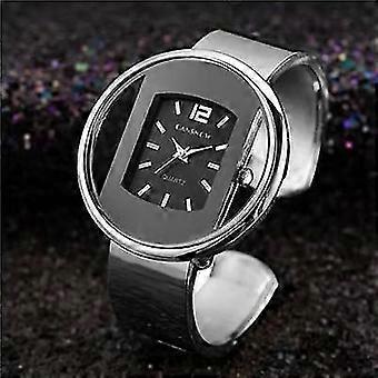 Bracciale da donna in acciaio inossidabile, orologi Bangle, orologio gioielli da donna argento nero