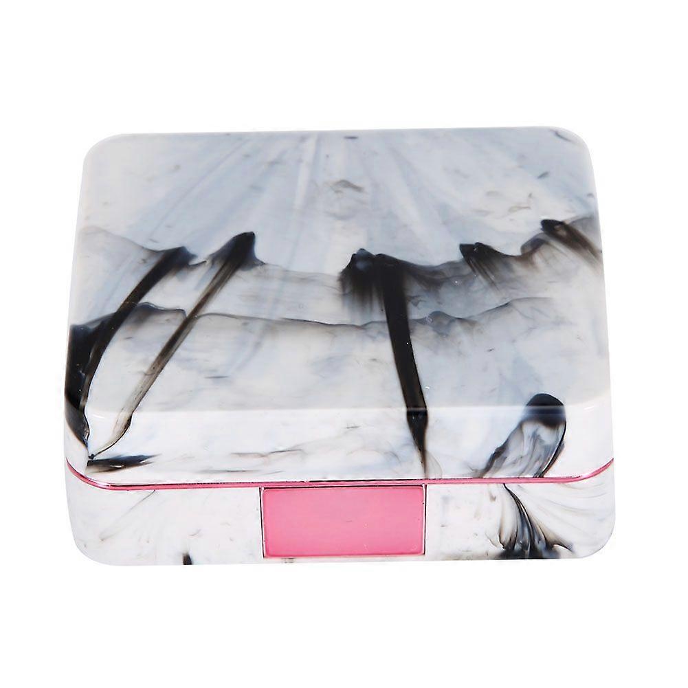 Portable Marble Surface Mirror Square Soaking Contact Lens Case Rose Red