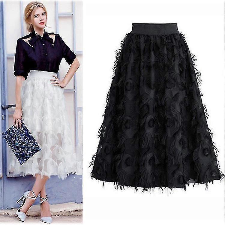 Femmes A-line Jupe Midi Taille Haute Jupe Superposée